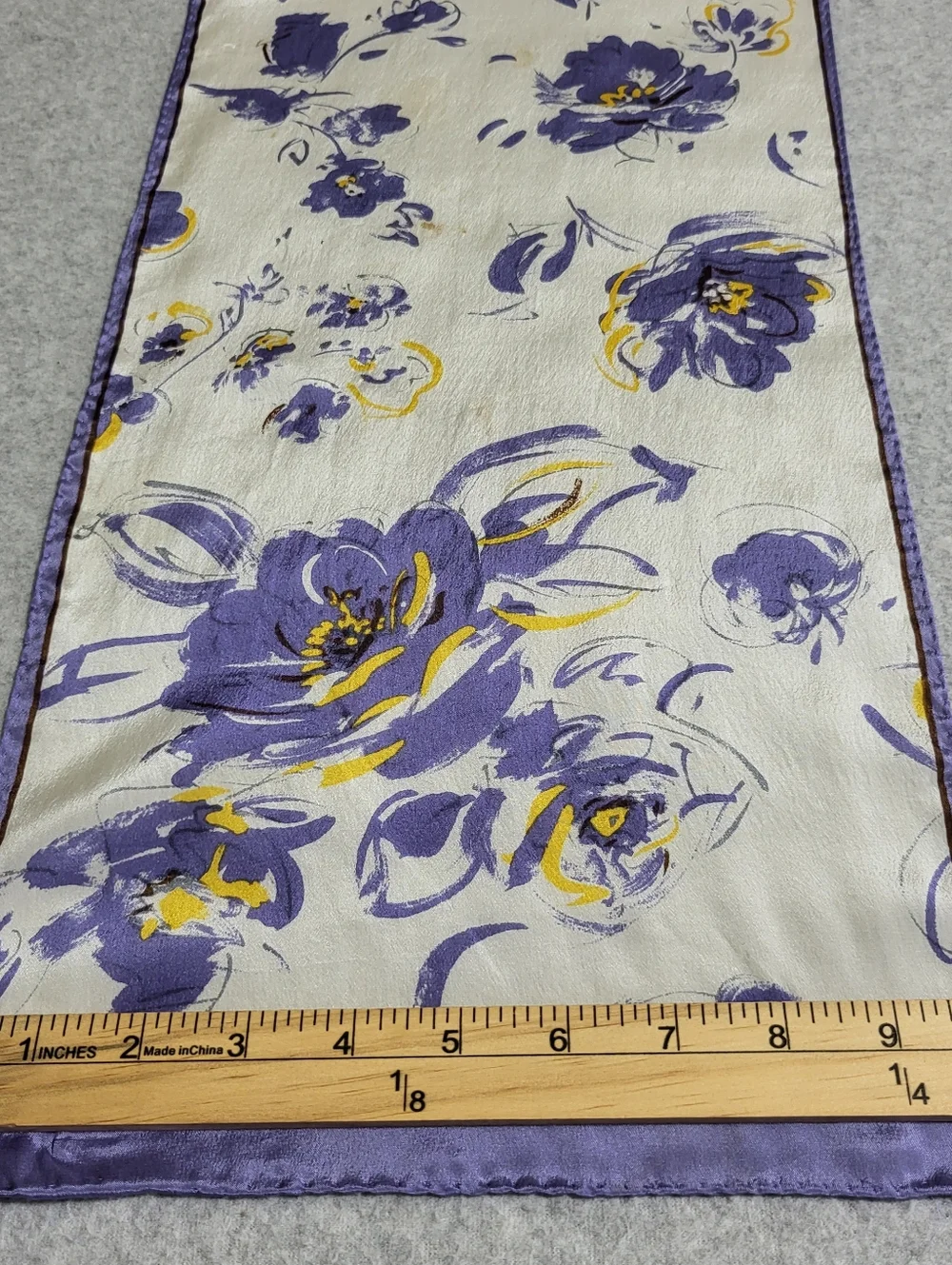 Vtg The Specialty House Scarf Purple White Floral 100% Silk Japan 10